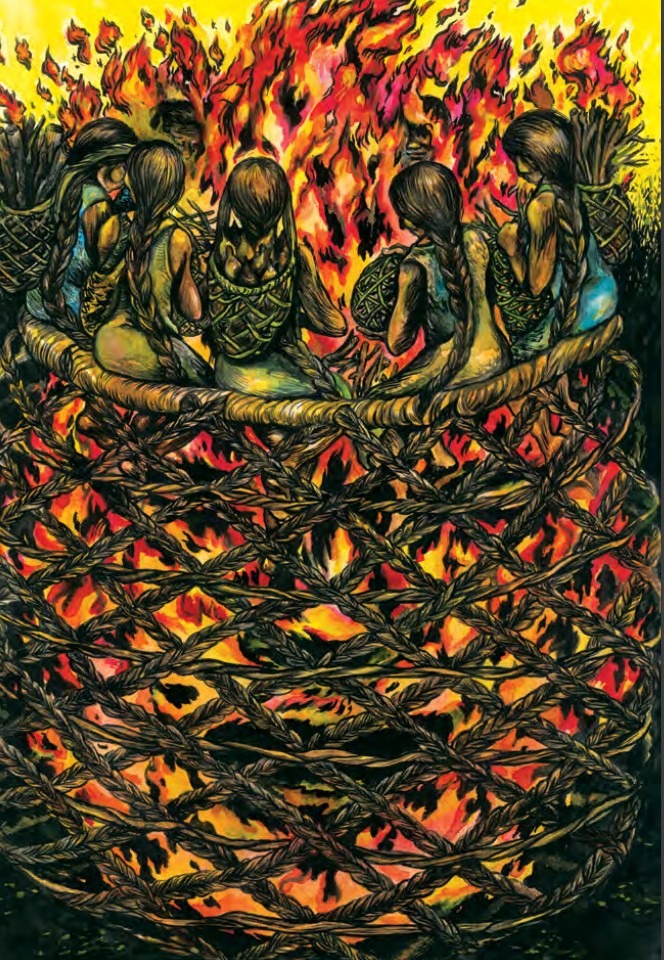 Mujeres indígenas murui. Obra de Bastardilla. En: Hasta ahí les puedo decir (2017)